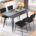 Black Boucle Dining Chairs Set of 4 with Metal Legs H9534