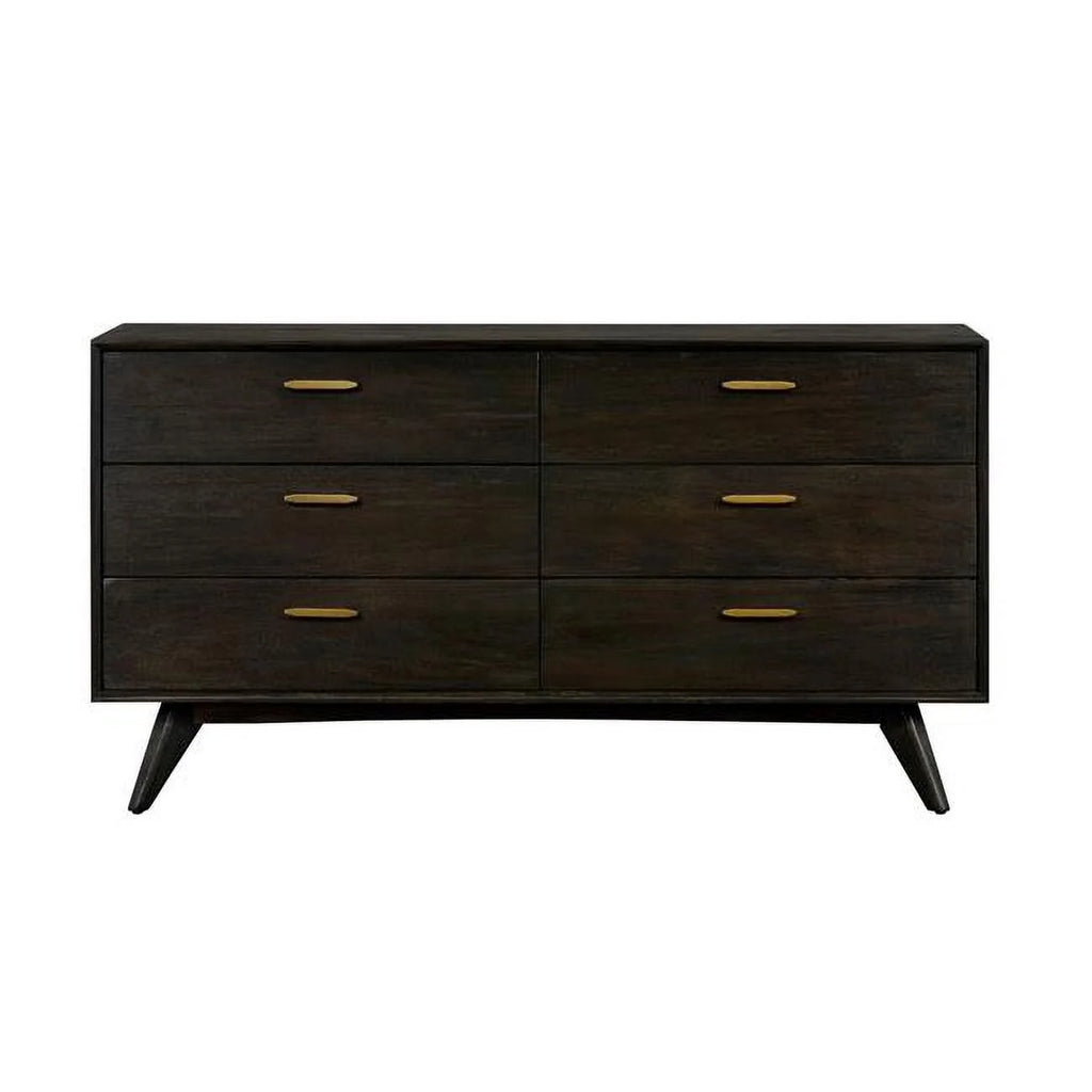 Brown Solid Wood Six Drawer Dresser O938800