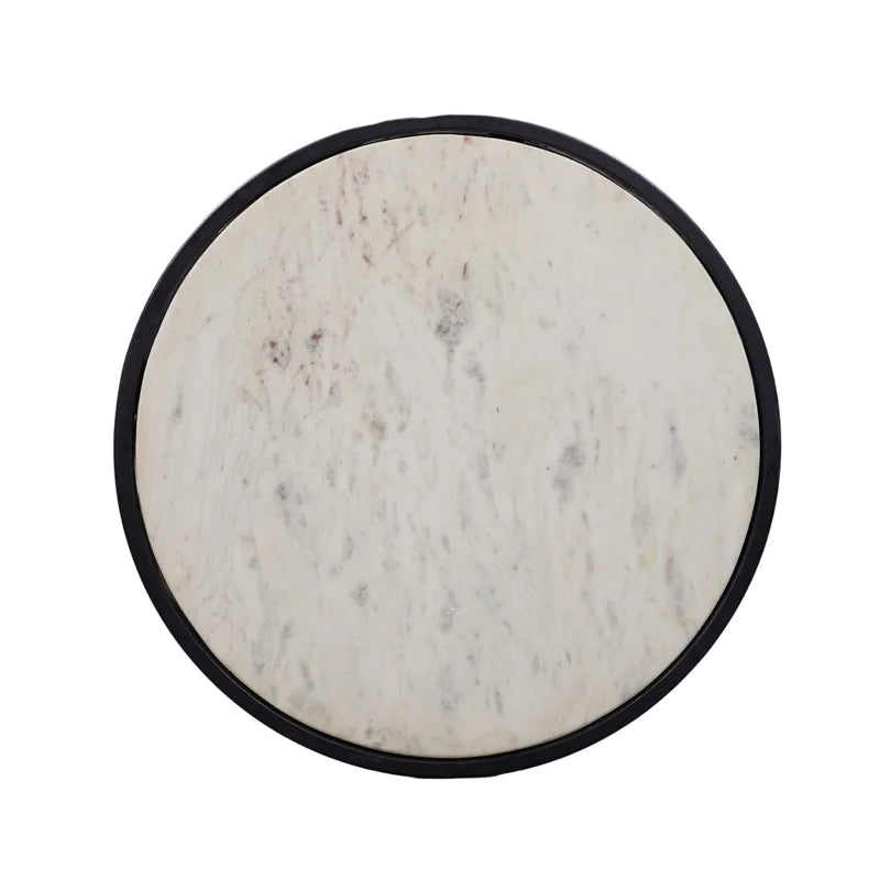 Round White Marble Top End Table A459286