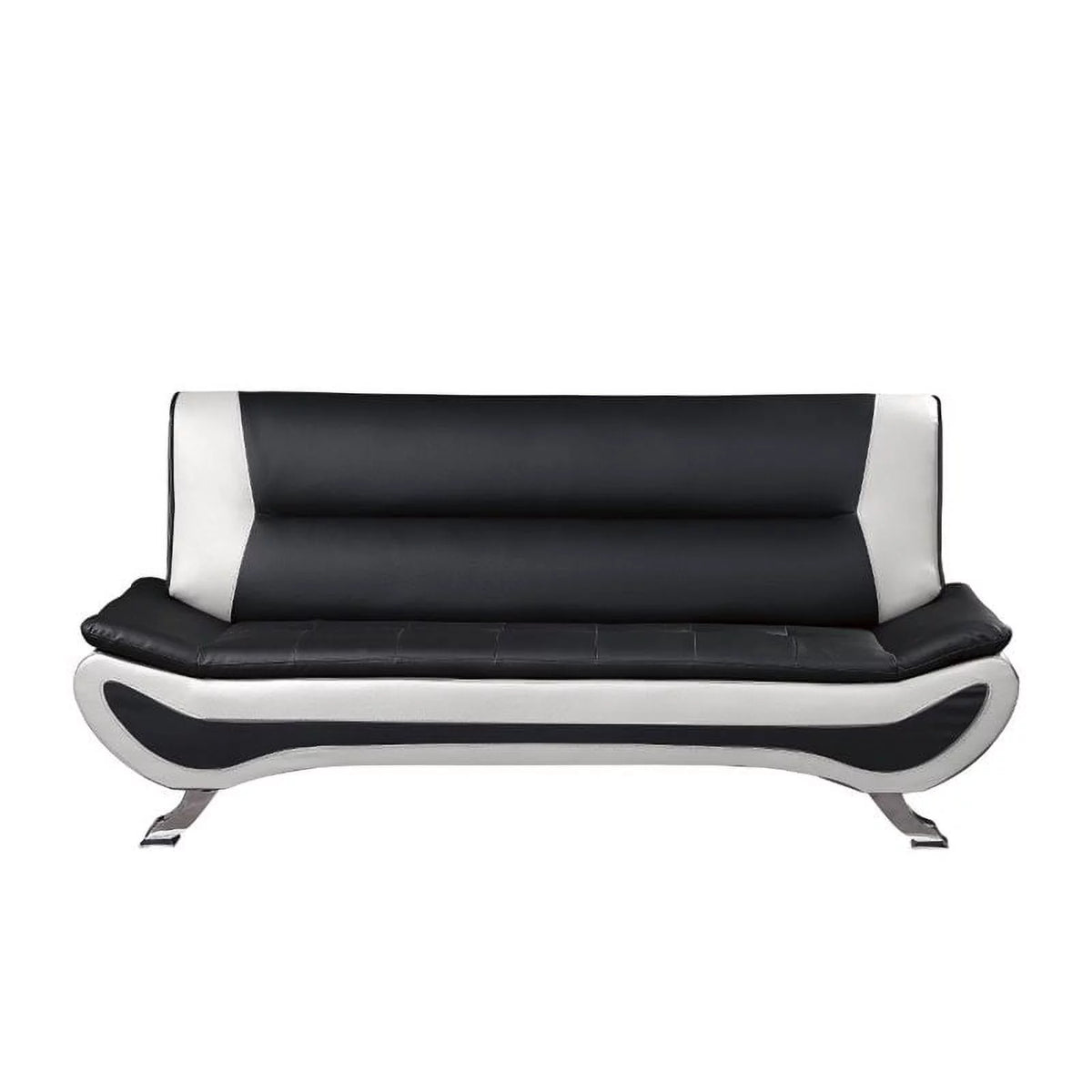 Faux Leather Sofa in Black and White I50899
