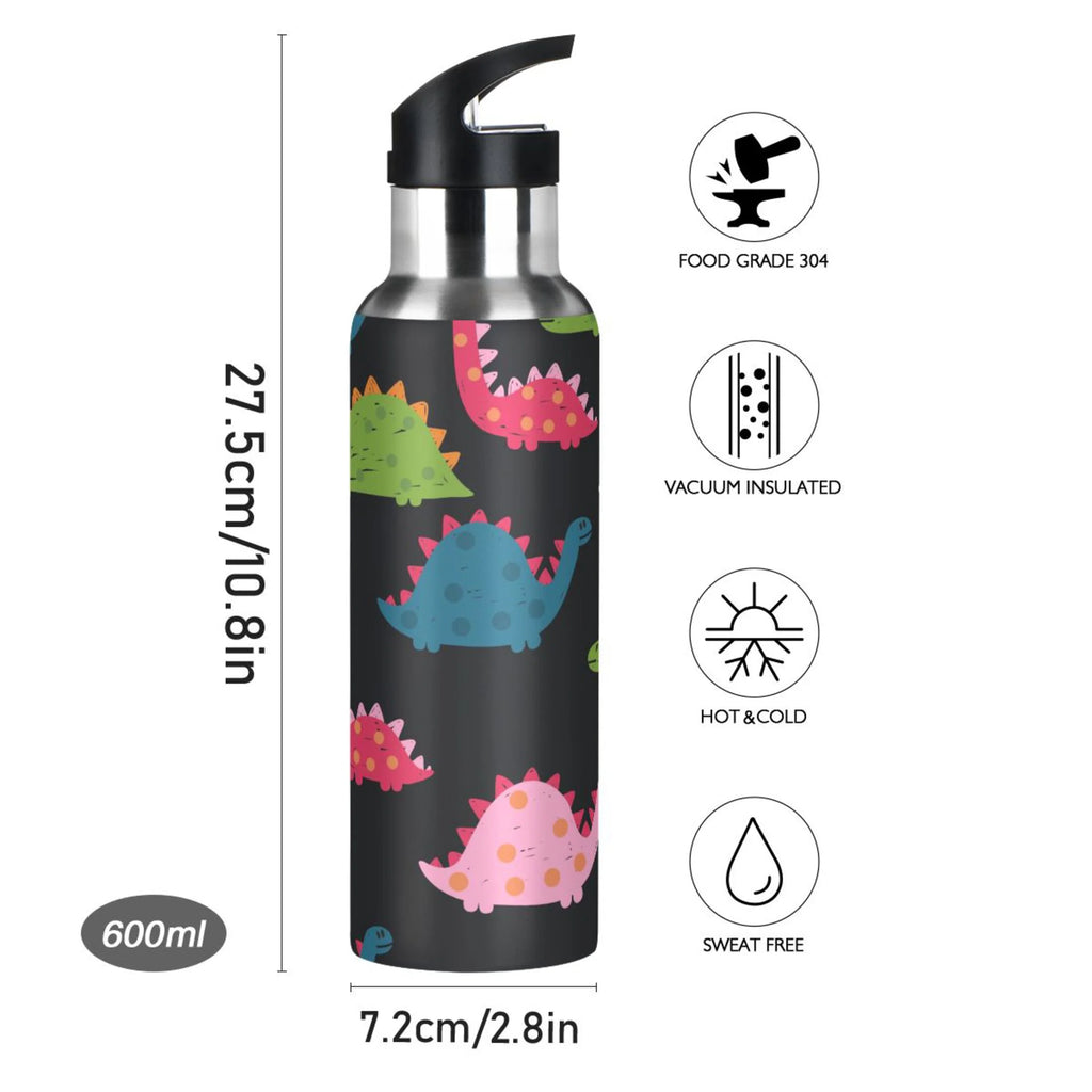 Rainbow Dinosaur Stainless Steel Insulated Water Bottle B54119