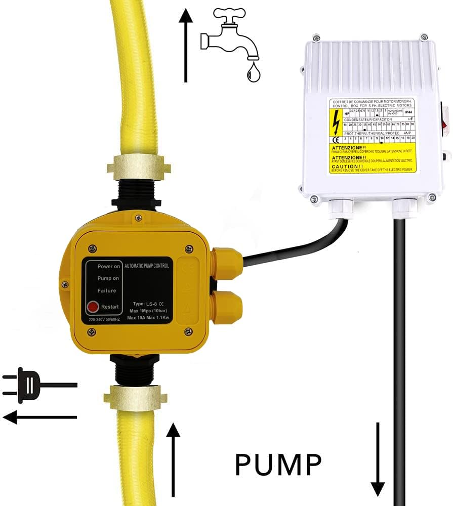 Well Pump Control Box 1.1KW 1.5HP 60uf 25A Capacitor Starter for Submersible Pump Pack of 2 E54248