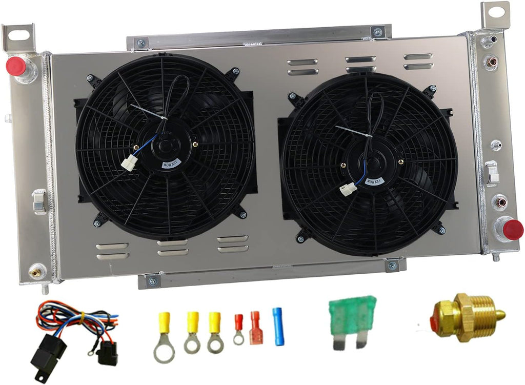 Aluminum 3 Row Radiator with Shroud and 2 x 14" Fan Relay O467715