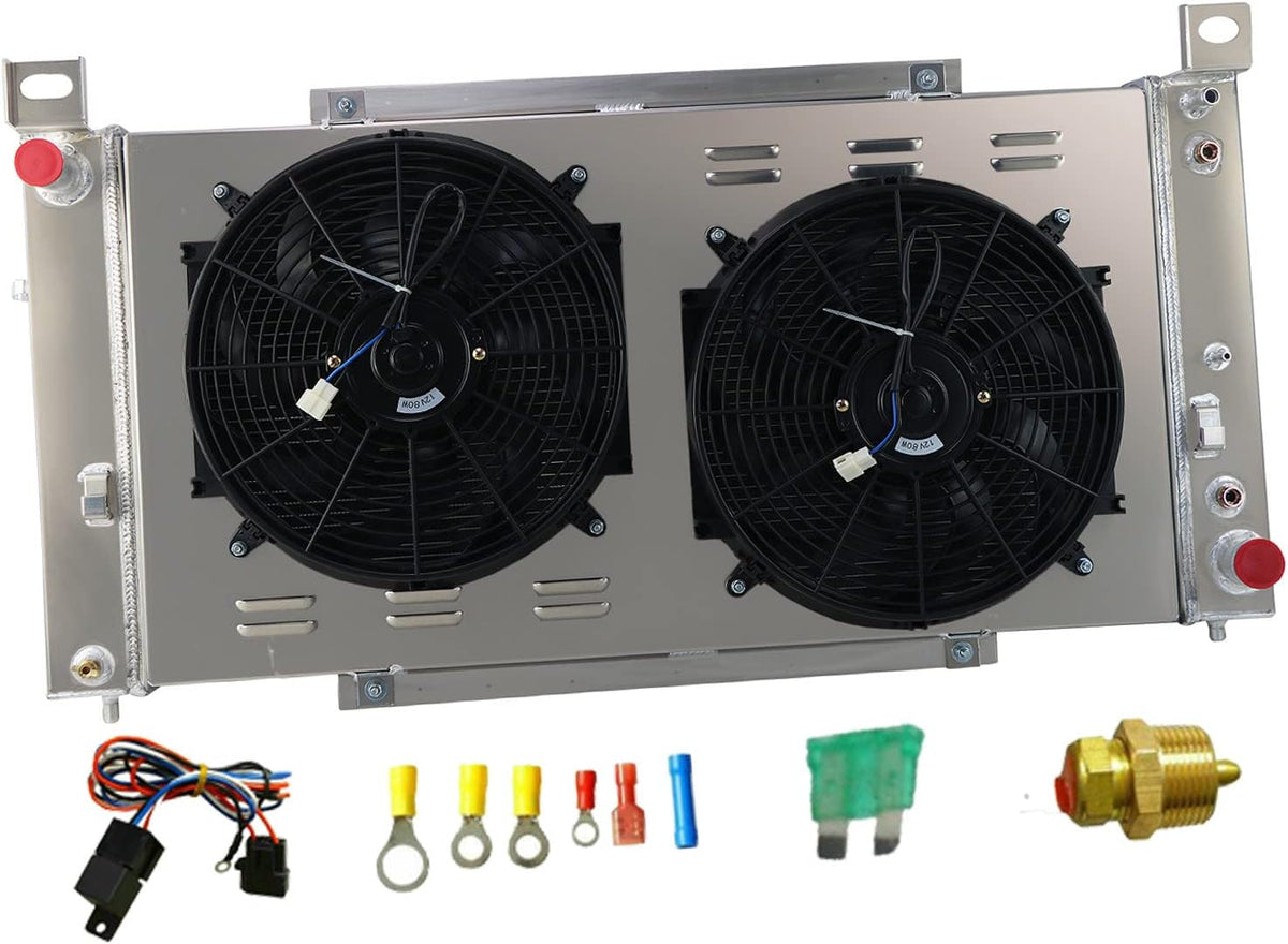 Aluminum 3 Row Radiator with Shroud and 2 x 14" Fan Relay O467715