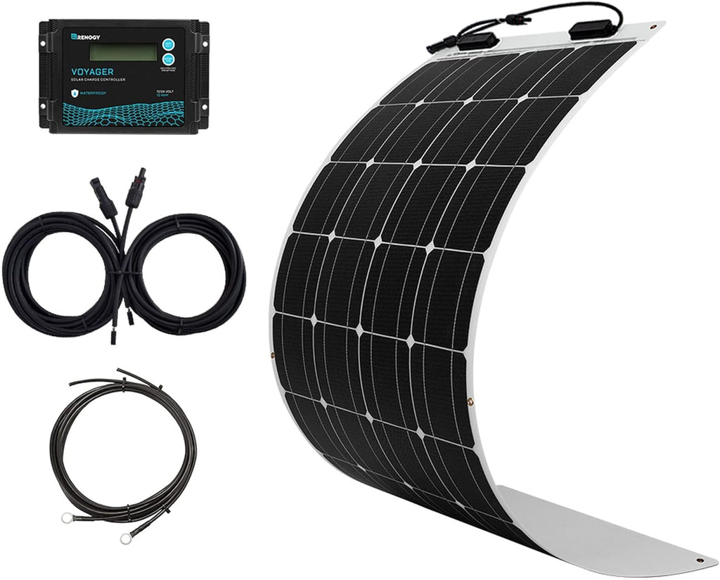 200 Watt 12 Volt Flexible Solar Panel Kit with 2 Pcs 100W Monocrystalline Panel and 20A Waterproof PWM Controller E281