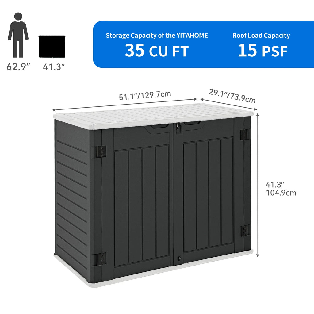 Weather Resistant Resin Storage Shed 35 Cu ft H525