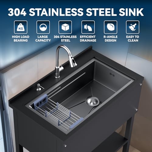 24" Stainless Steel Freestanding Utility Sink with Faucet G93931