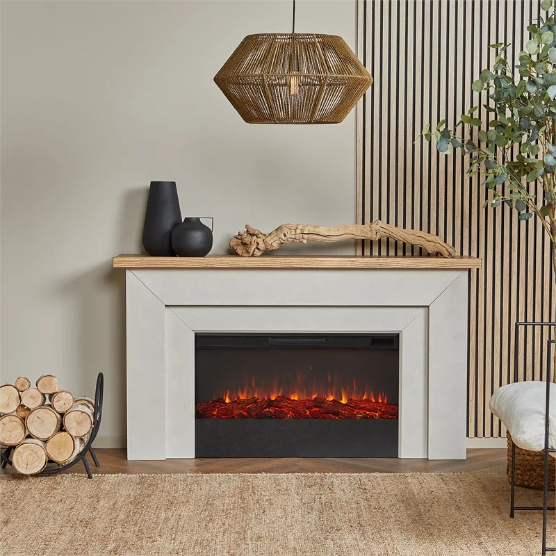 68" Wood Electric Fireplace in Venetian Gray W768077