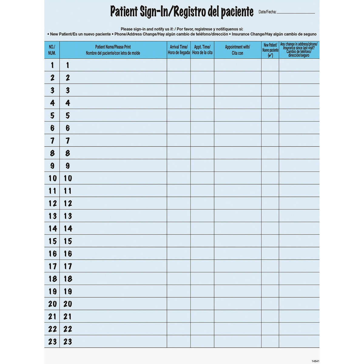 Blue Patient Sign-In Labels 125 Sheets/Pack A6865