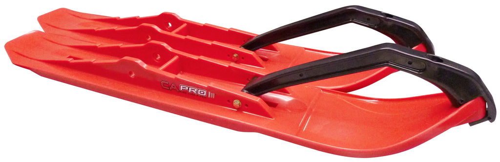 Red XCS Snowmobile Skis with 6" Round Bars Complete Kit F5966