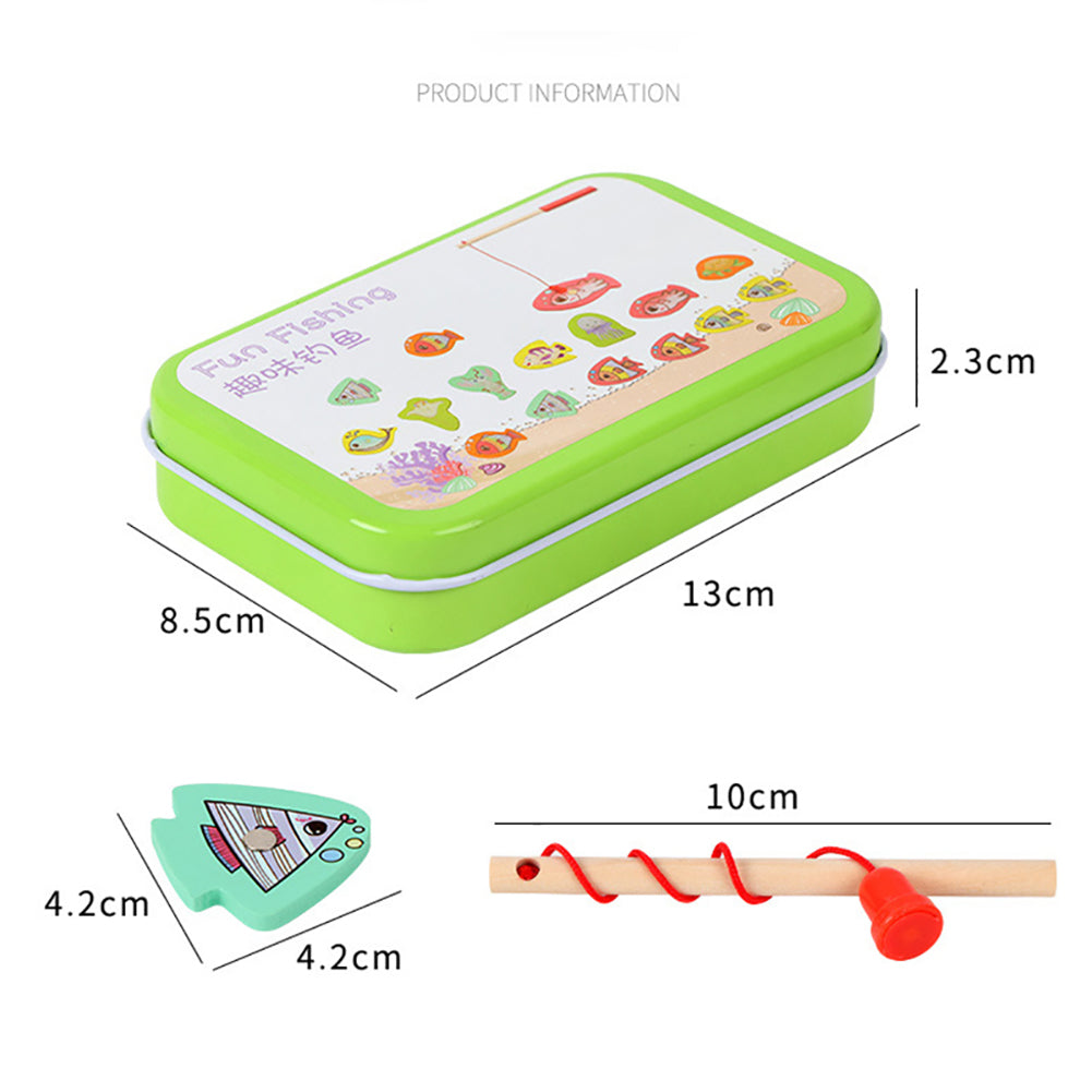 15pcs Wooden Magnetic Fishing Toy with 15 Fish and 1 Rod G455029