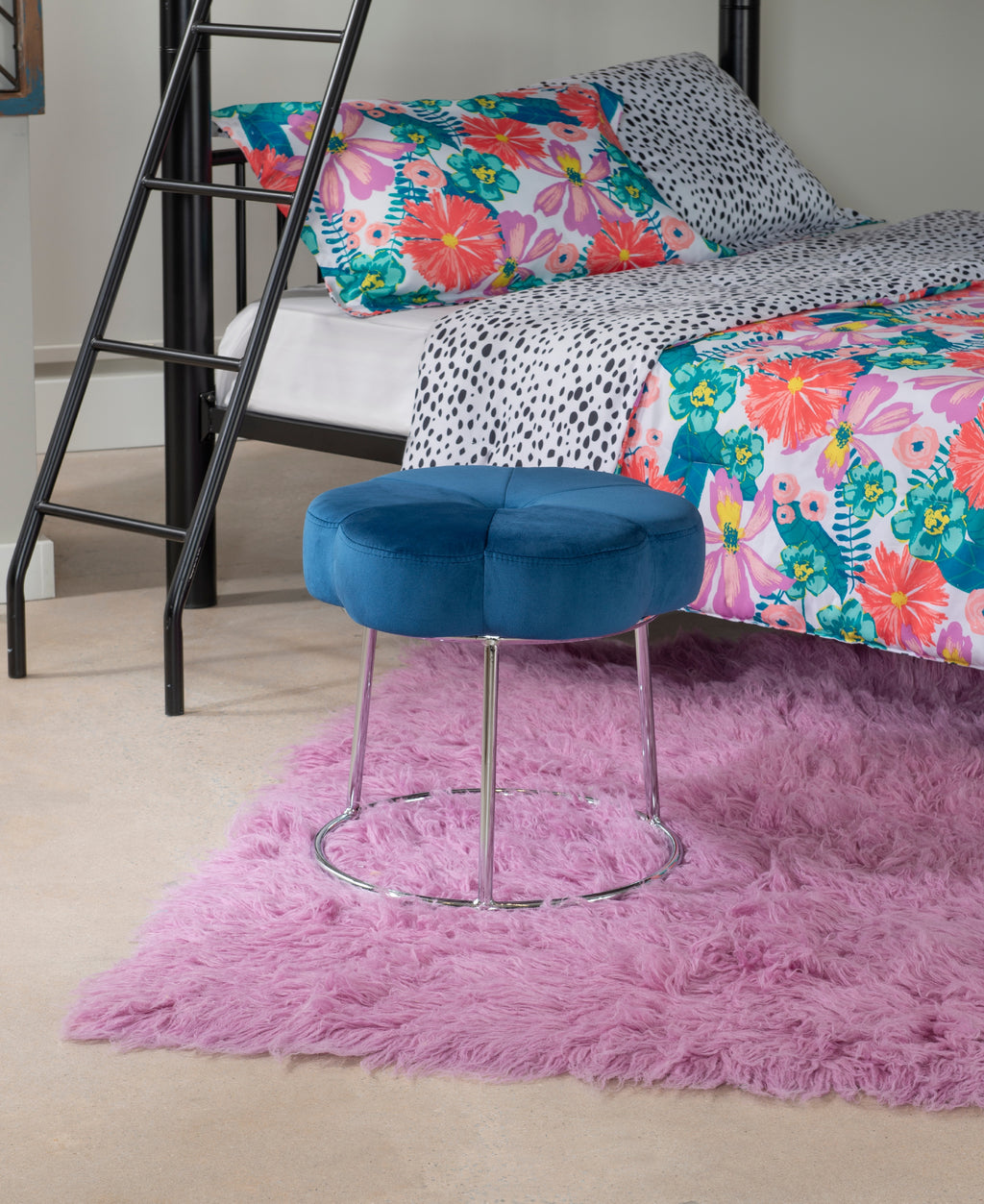 Navy Velvet Vanity Stool or Ottoman Z6665