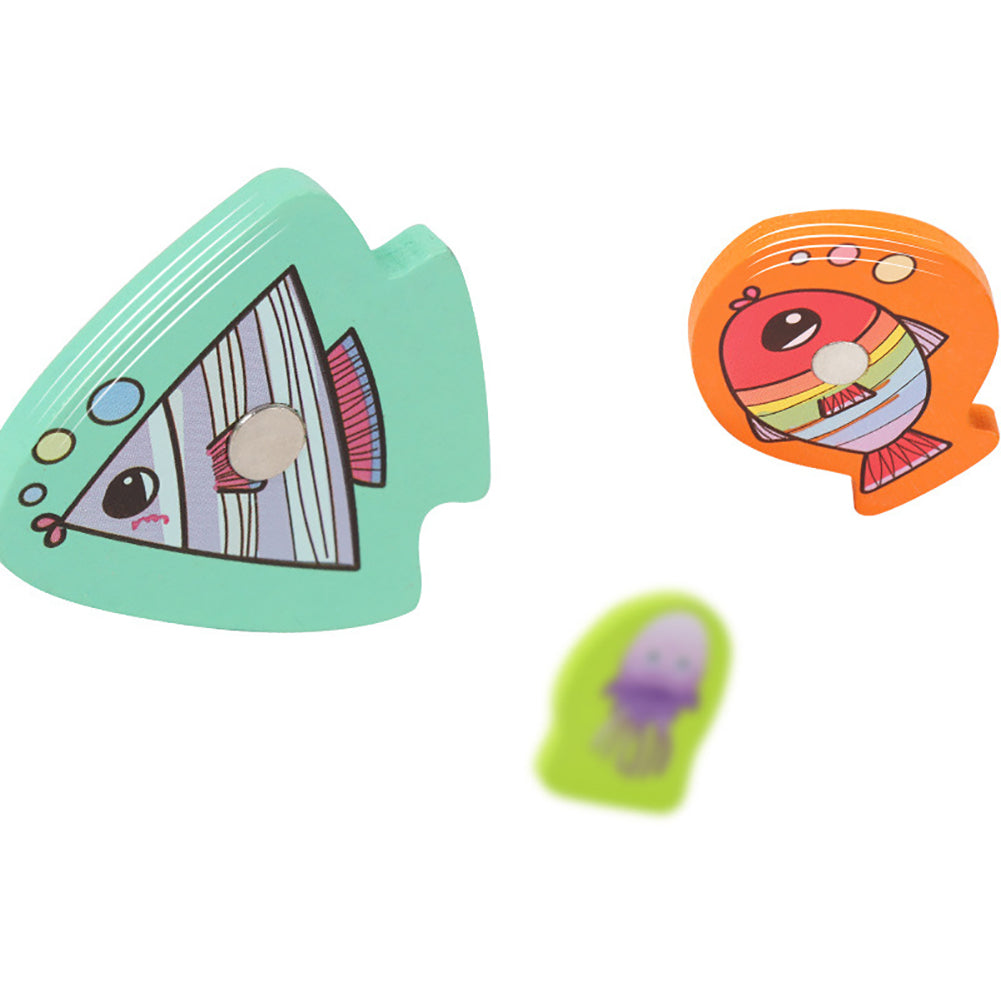 15pcs Wooden Magnetic Fishing Toy with 15 Fish and 1 Rod G455029
