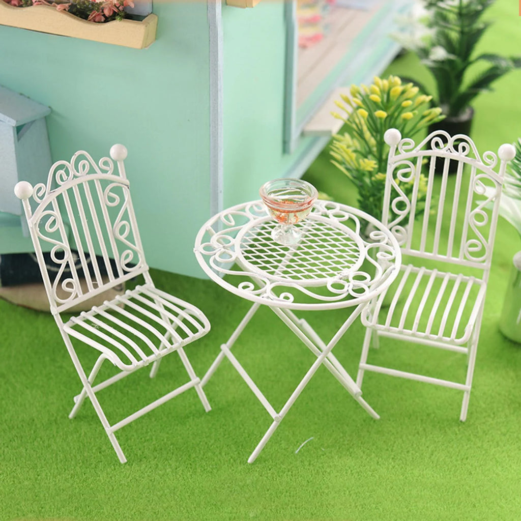 Metal Miniature Table Chair Set Dollhouse Furniture R638788