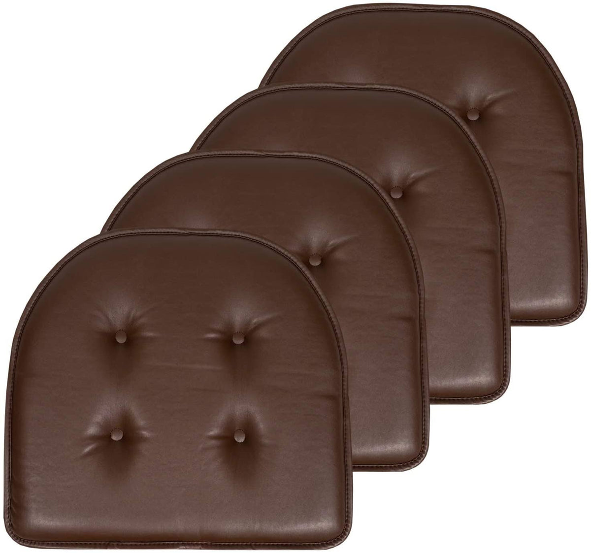 Faux Leather Memory Foam Chair Cushion 4 Pack W34474
