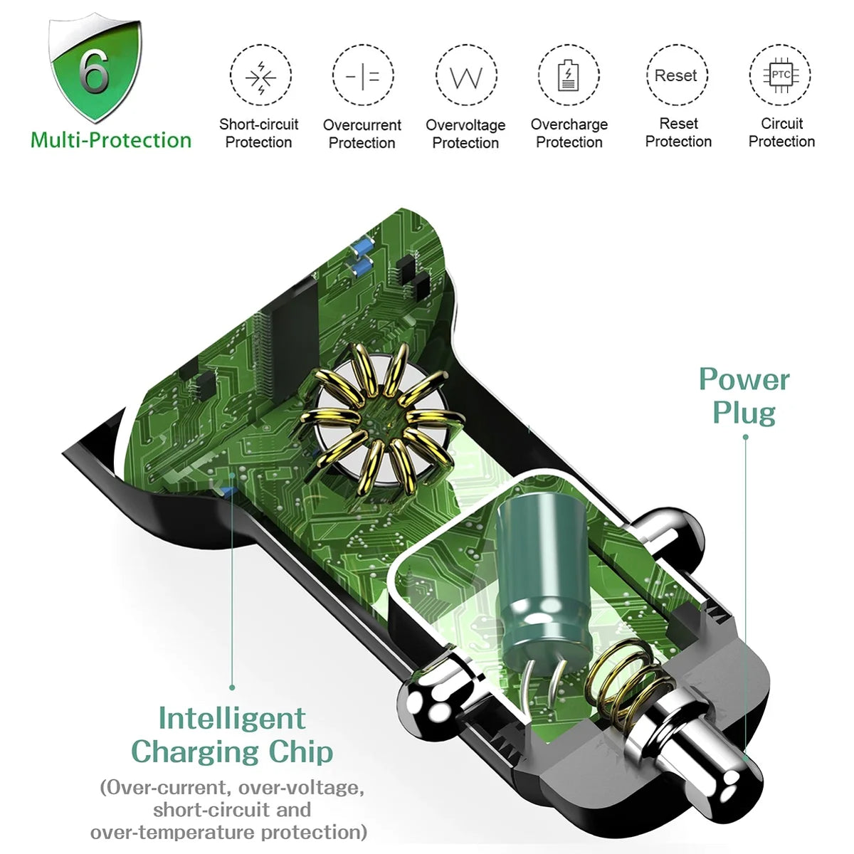 Car Charger with USB Port DC Socket Coiled A2X S5238