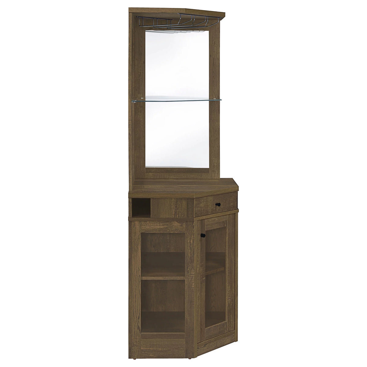 Rustic Oak Corner Bar Cabinet S9526