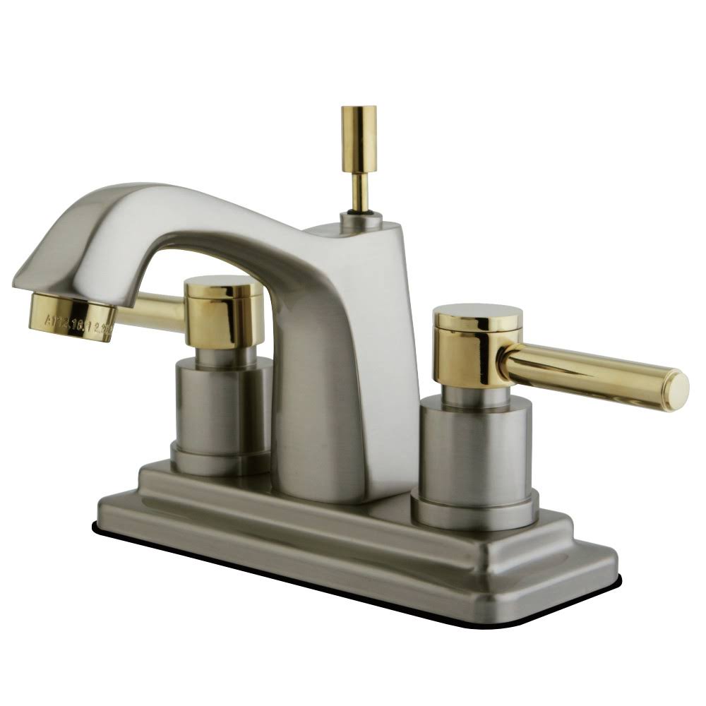 Satin Nickel Polished Brass Centerset Lavatory Faucet with Pop-Up W584047