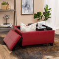 Red Leather Storage Ottoman W481853