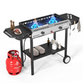 2 Burner Outdoor Propane Gas Stove with Auto-ignition, Regulator & Shelf C539