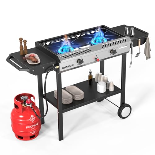 2 Burner Outdoor Propane Gas Stove with Auto-ignition, Regulator & Shelf C539