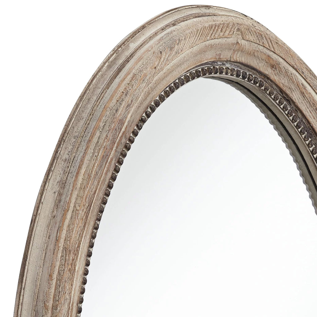 Oval Decorative Wall Mirror Beaded Trim Wood Frame 23 1/2" Wide N4735