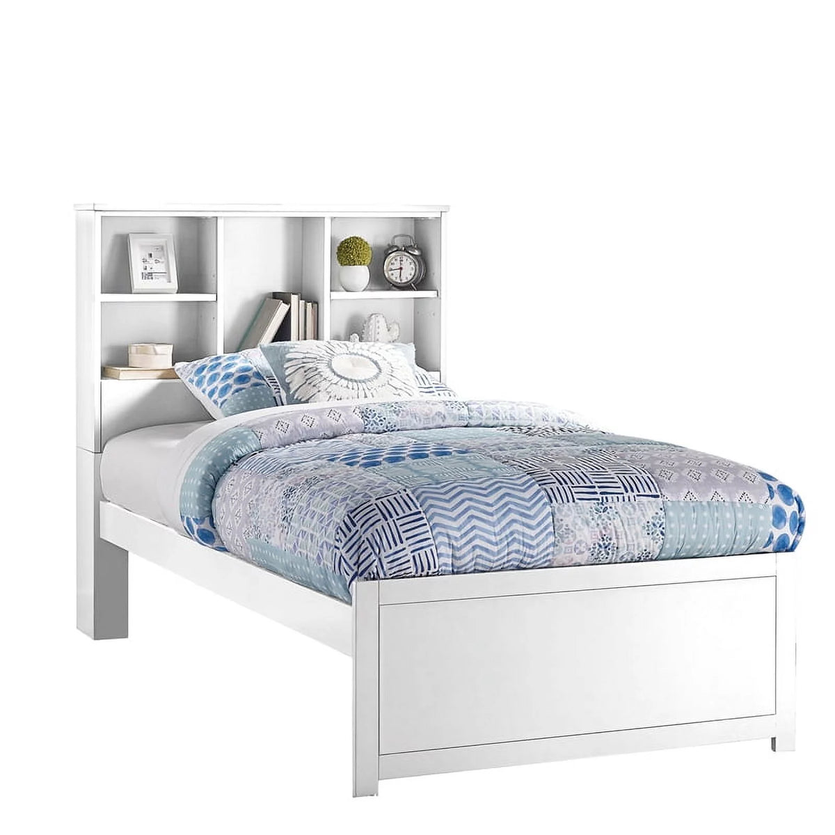 White Wood Bookcase Twin Bed J256857