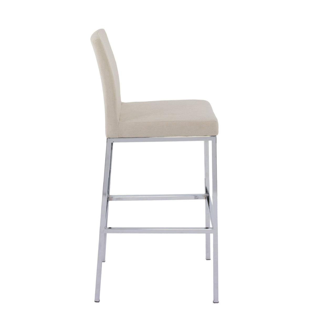 Beige Fabric Barstools with Chrome Legs Set of 2 O966464