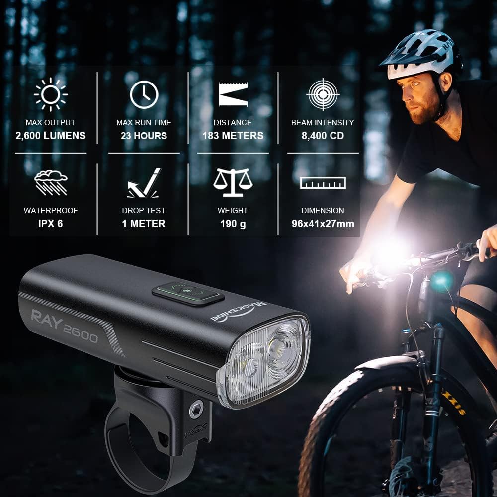 2600 Lumen USB-C Rechargeable IPX6 Waterproof Bike Headlight Z641059