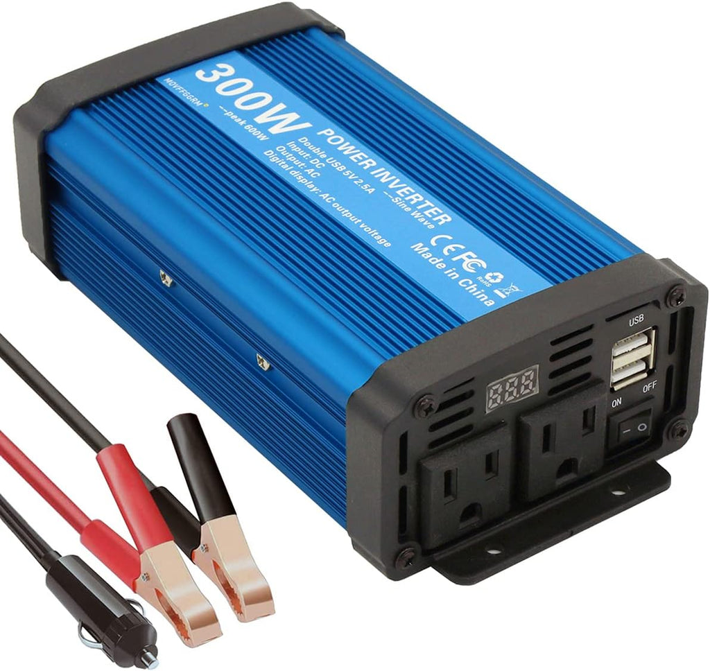 500W Pure Sine Wave Power Inverter DC 12V to 110V AC with 2.4A Dual USB Y607353