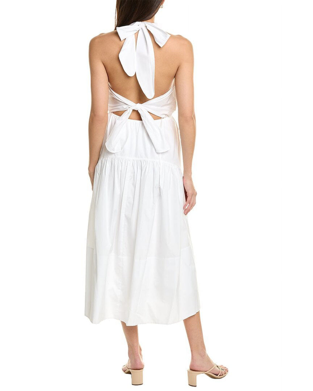 White Draped Midi Dress C215