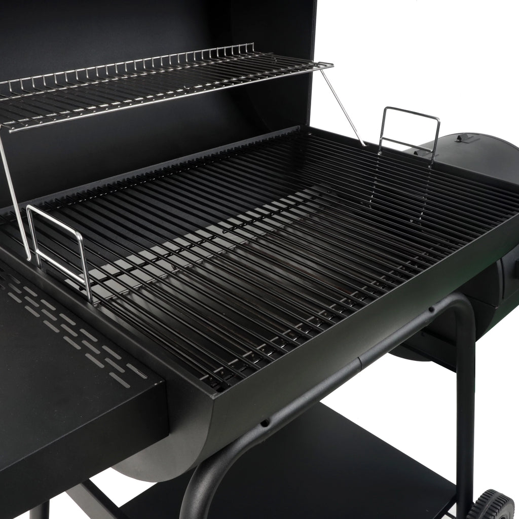 28 Offset Steel Charcoal Smoker Grill with Side Firebox, Black B2563