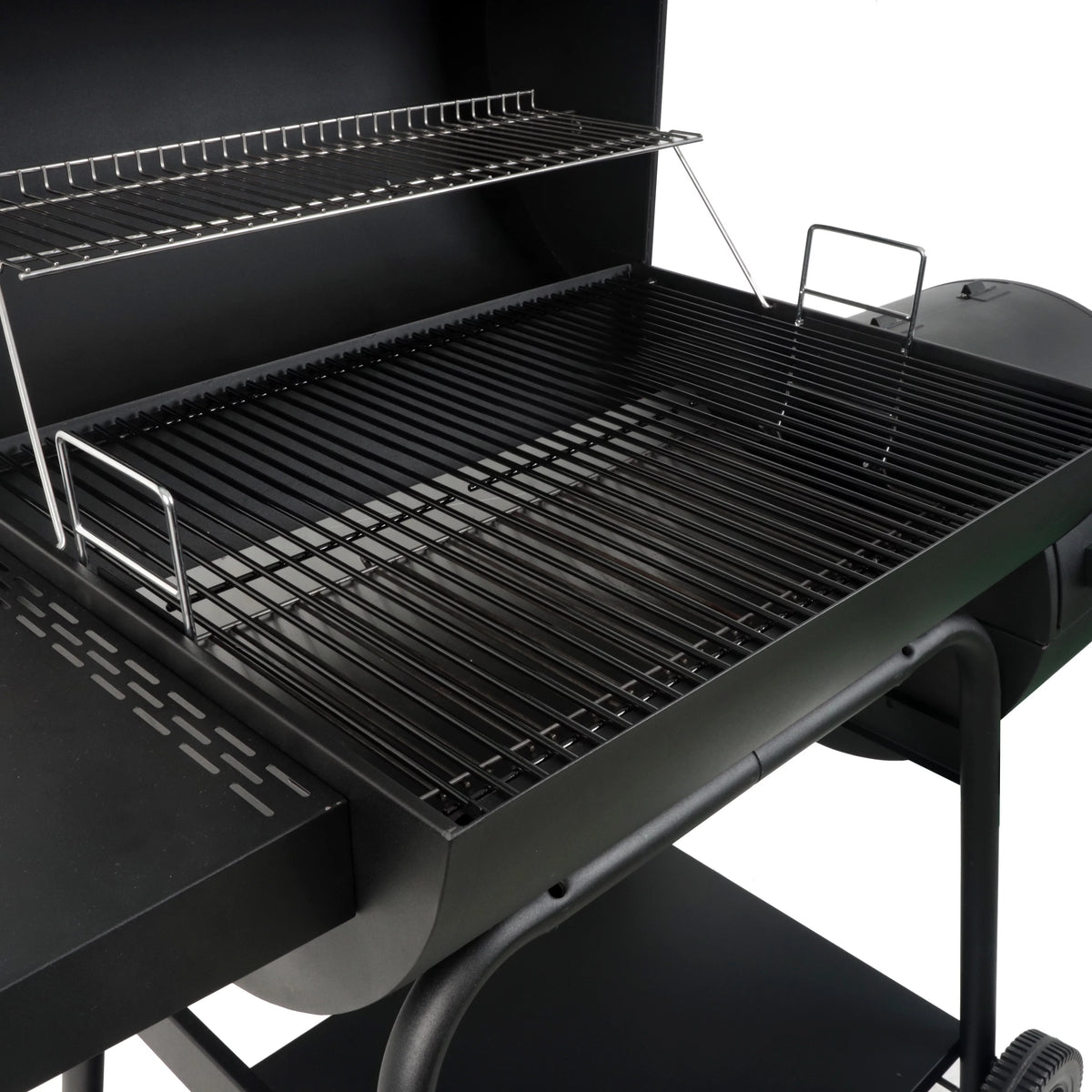 28 Offset Steel Charcoal Smoker Grill with Side Firebox, Black B2563