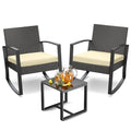 3 Piece Wicker Patio Furniture Set with Table & Cushions I1874