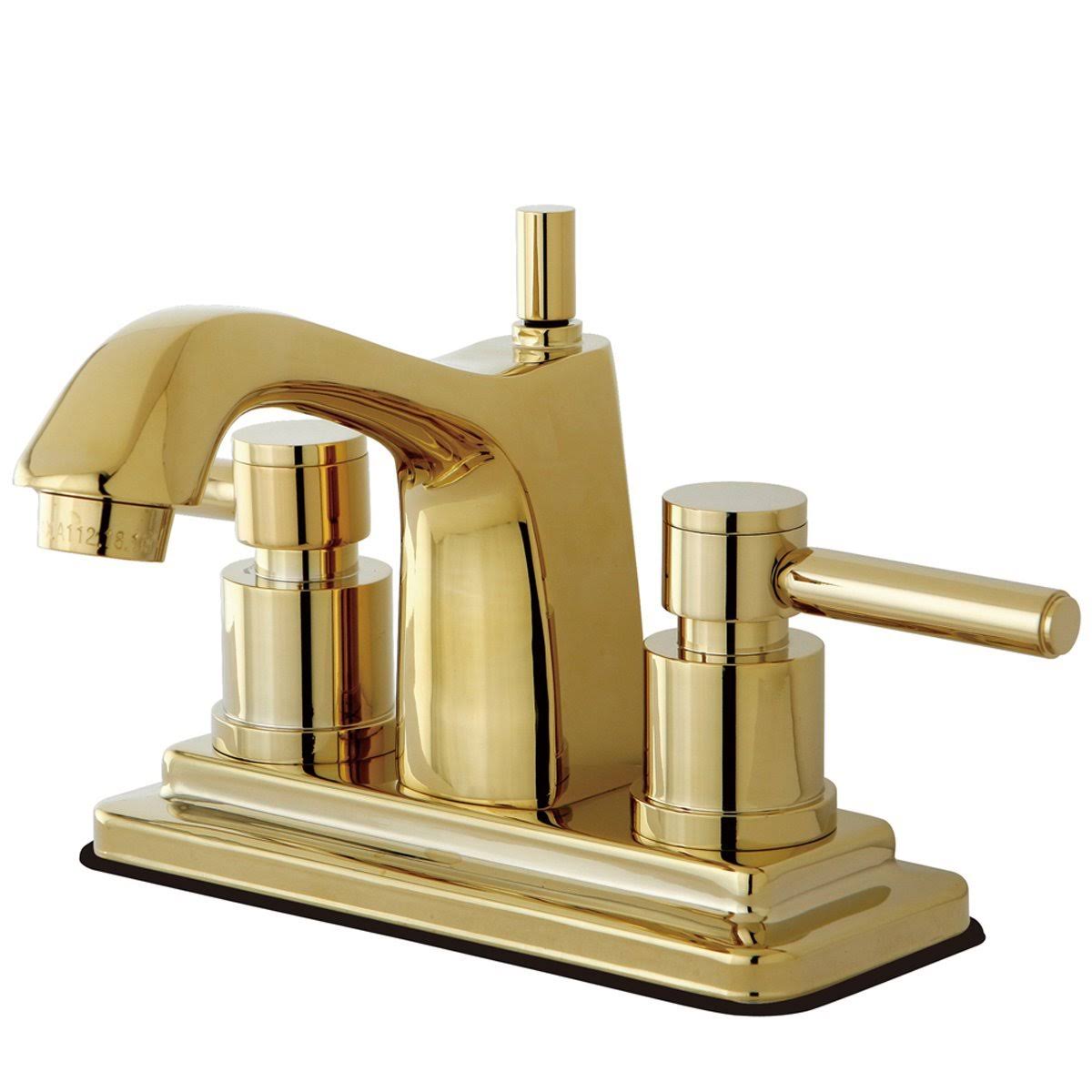 Satin Nickel Polished Brass Centerset Lavatory Faucet with Pop-Up W584047