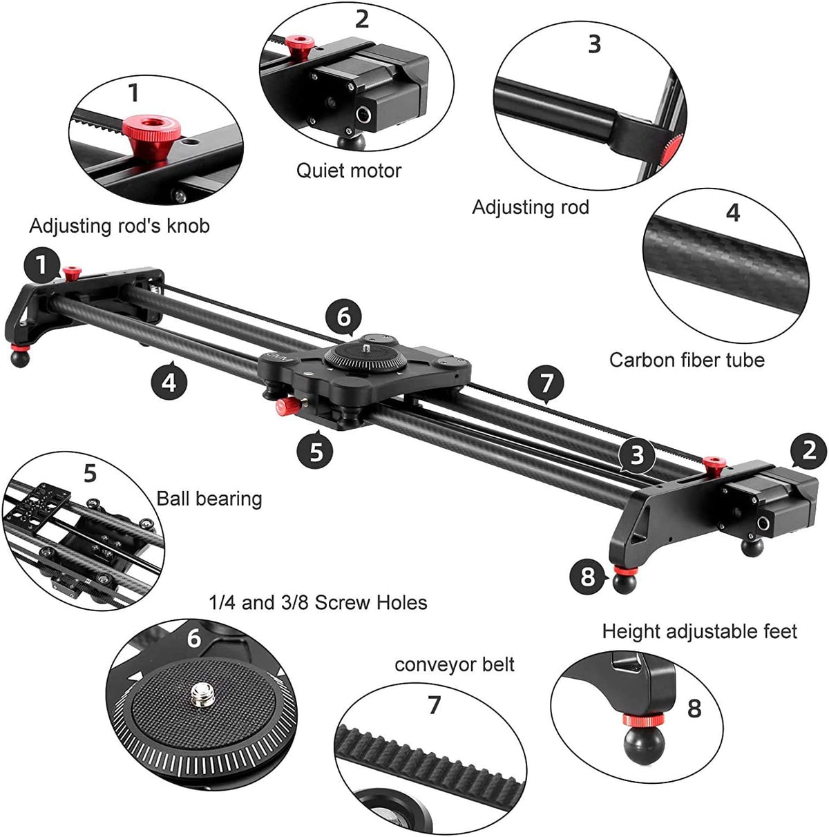 Motorized Camera Slider with Remote Controller V8054