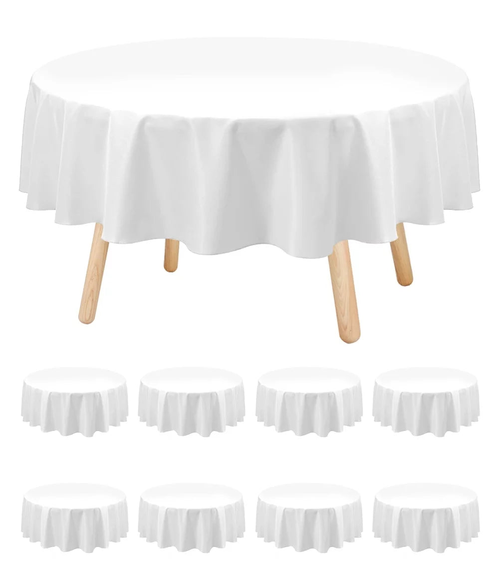 8 Pack White Polyester Round Tablecloth 60'' H361949