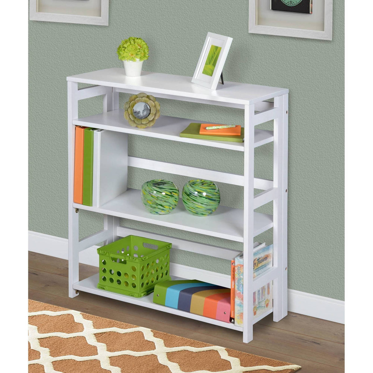 White Folding Bookcase X640221