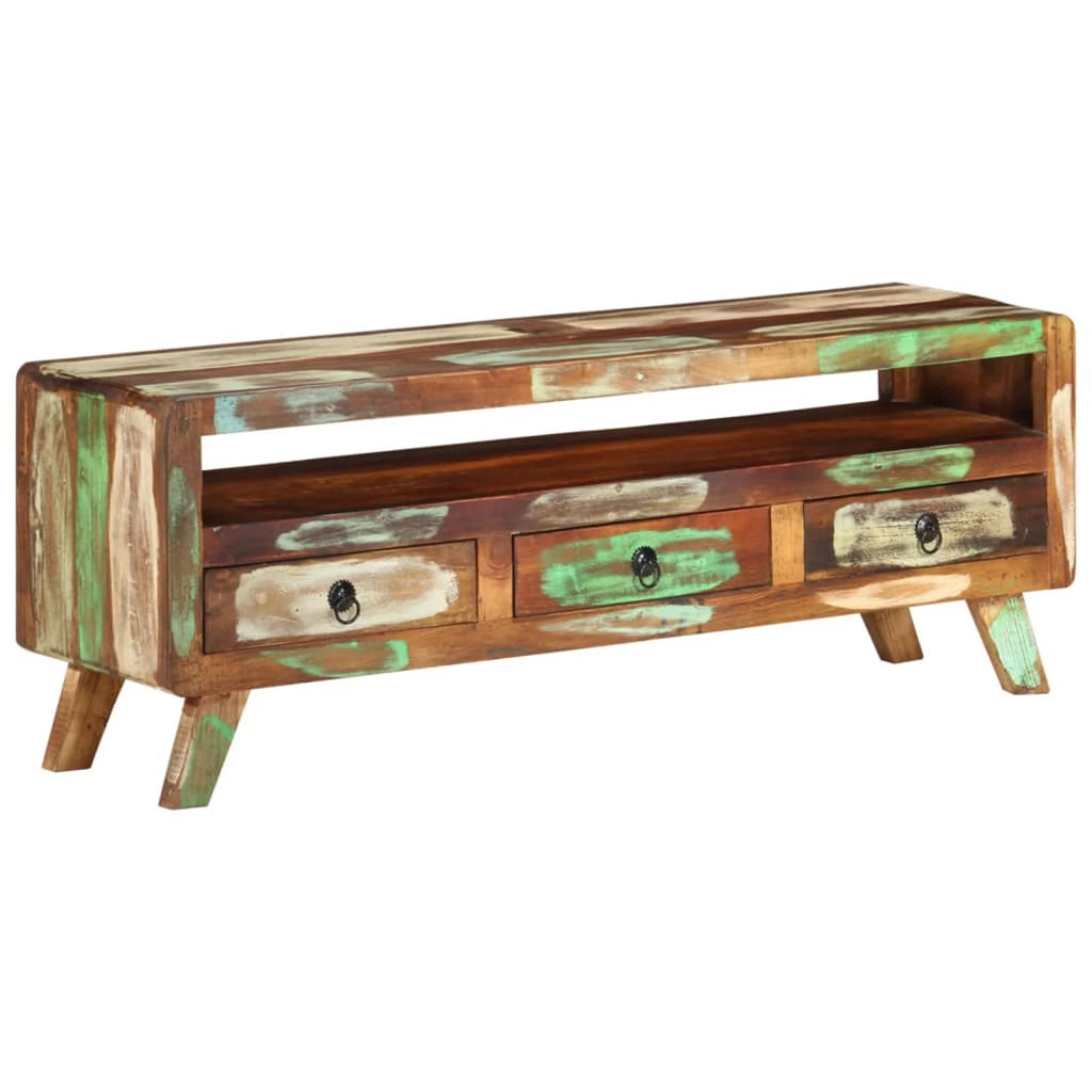 Reclaimed Wood TV Cabinet with 3 Storage Drawers E9149