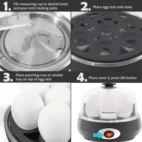 Charcoal Grey 7 Egg Capacity Electric Egg Cooker W196715