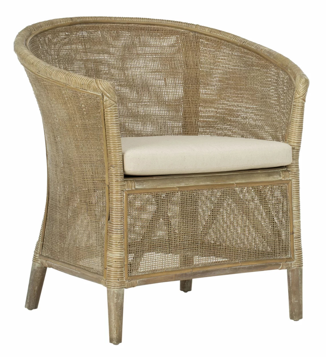 Grey White Wash Rattan Arm Chair C7849
