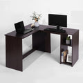 Brown L-Shaped Corner Desk with 2 Shelves C1292