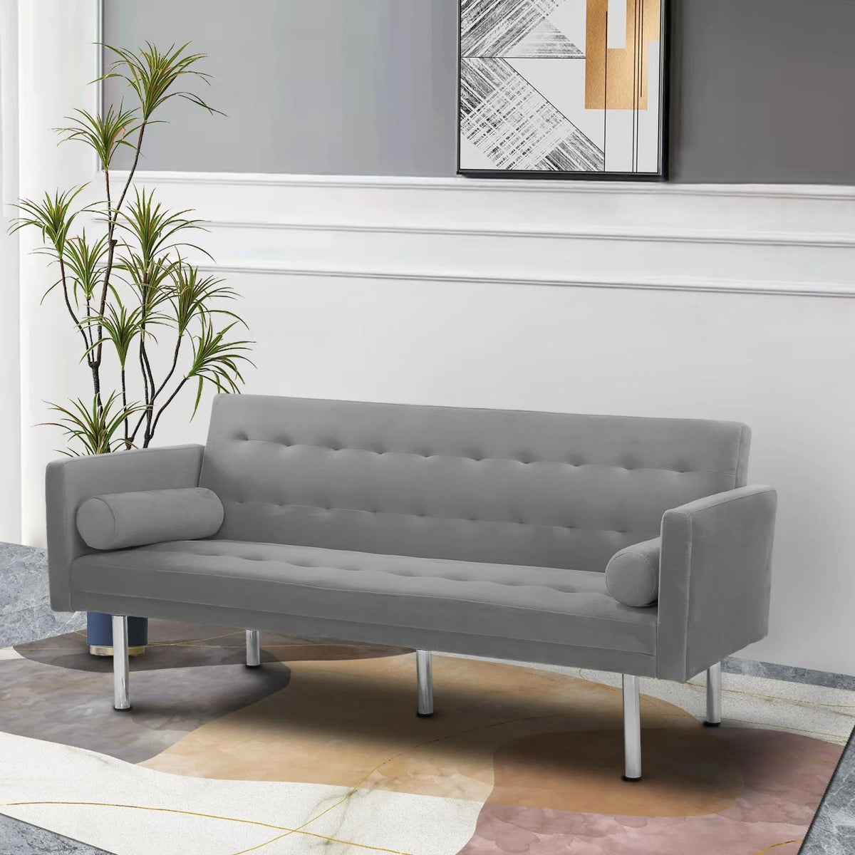 68.5" Velvet Convertible Sleeper Sofa T9478