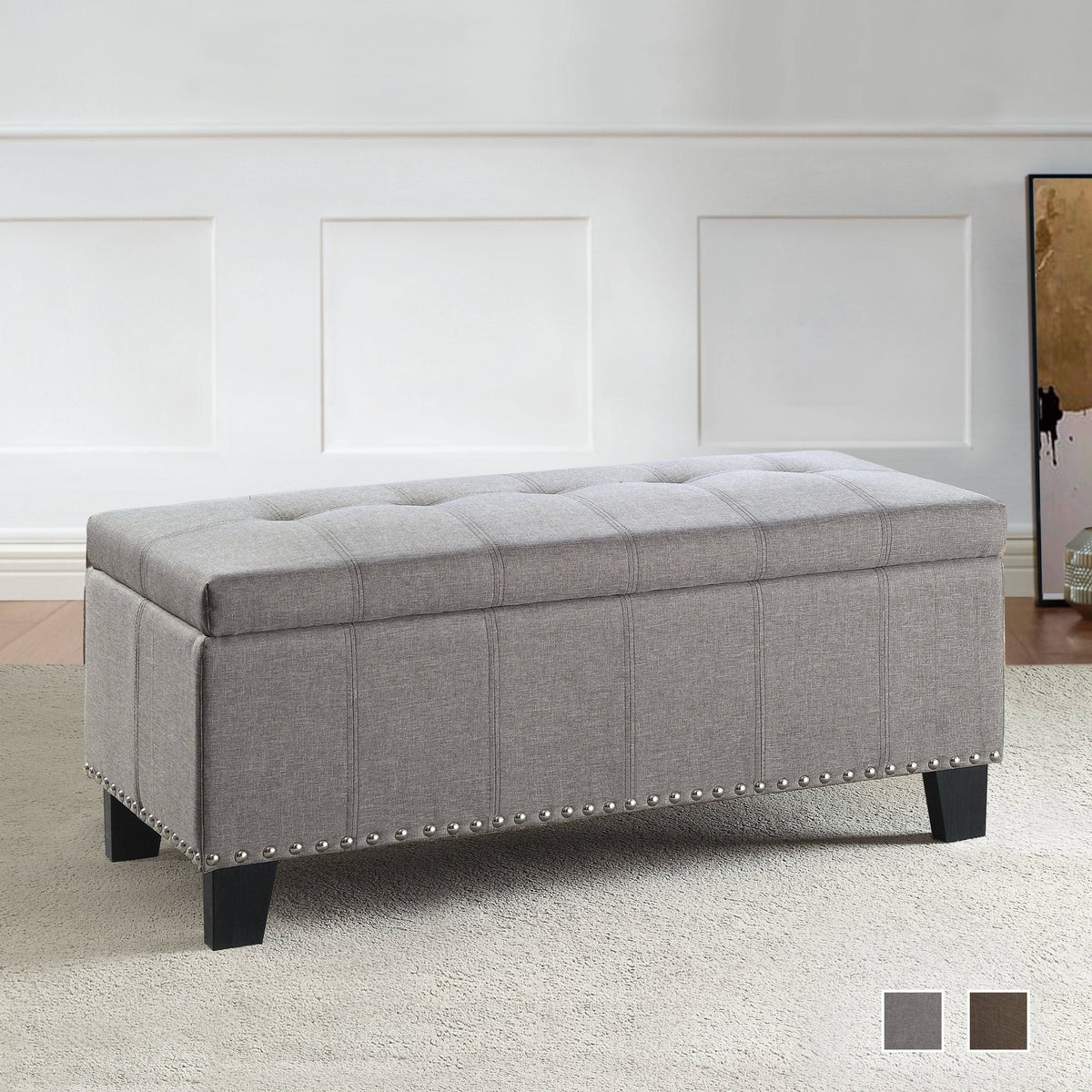 Grey Storage Bench S396