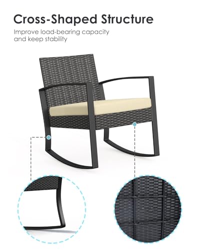 3 Piece Wicker Patio Furniture Set with Table & Cushions I1874