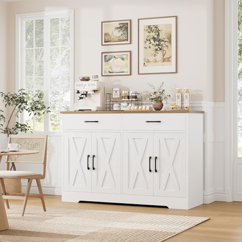 Black Rustic Brown Buffet Cabinet with Drawers and Shelves I28095