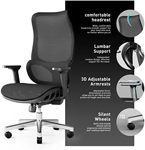 Big and Tall Ergonomic Office Chair 450 lbs with Lumbar Support C8032
