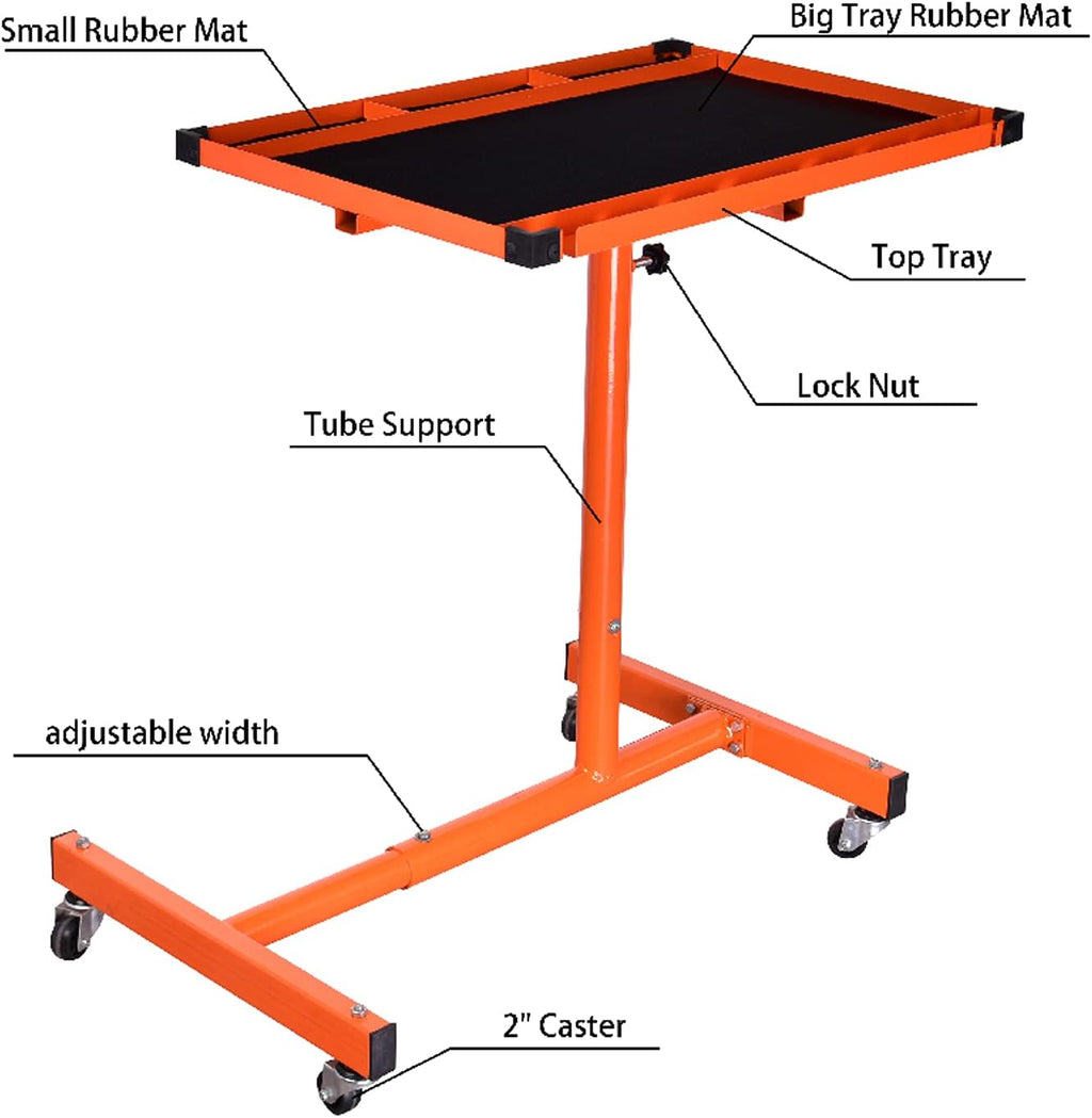 Orange Rolling Tool Tray With Drawer Work Table A790