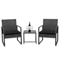 Black 3-Piece Wicker Bistro Chair Set with Coffee Table K806