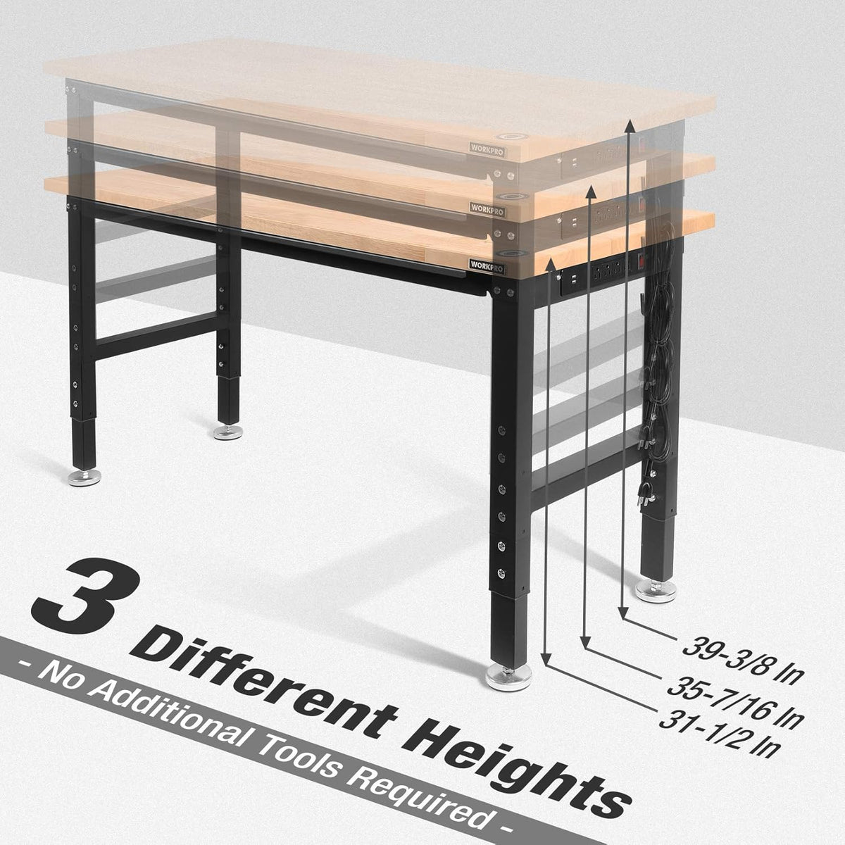 Adjustable Workbench with Power Outlets J686185